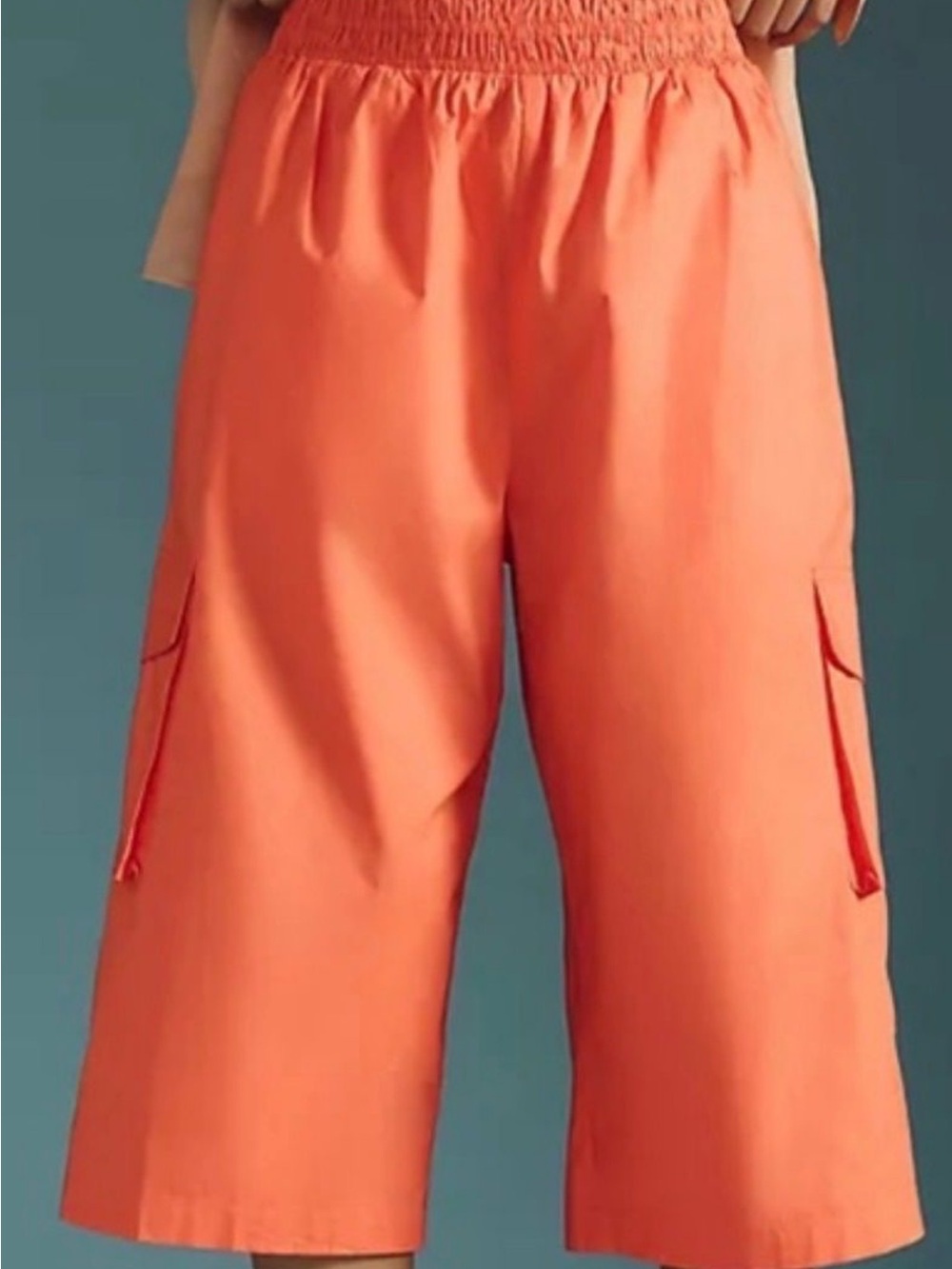 Anthropologie Wide-Leg Cargo Culotte Pants in Coral